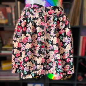 LA HEARTS Floral high waist skirt with buttons